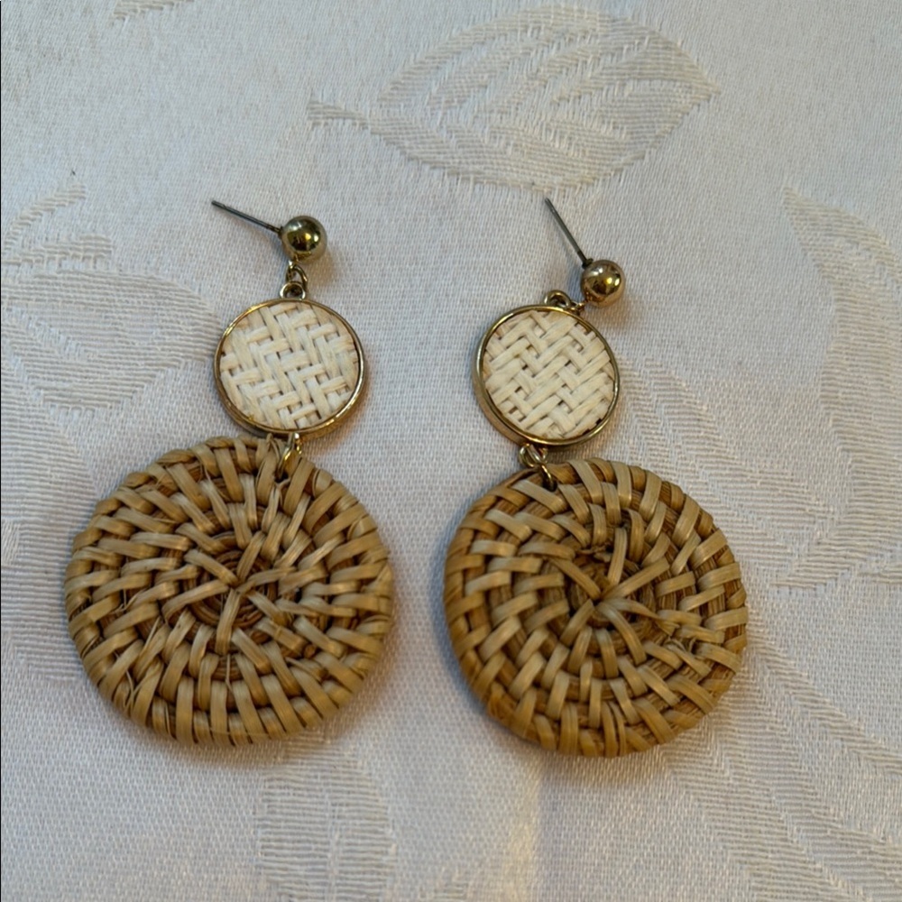 Woven Tan Earrings